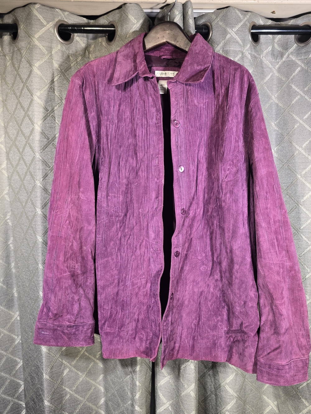 Coldwater Creek Purple Button-Front Leather Jacket